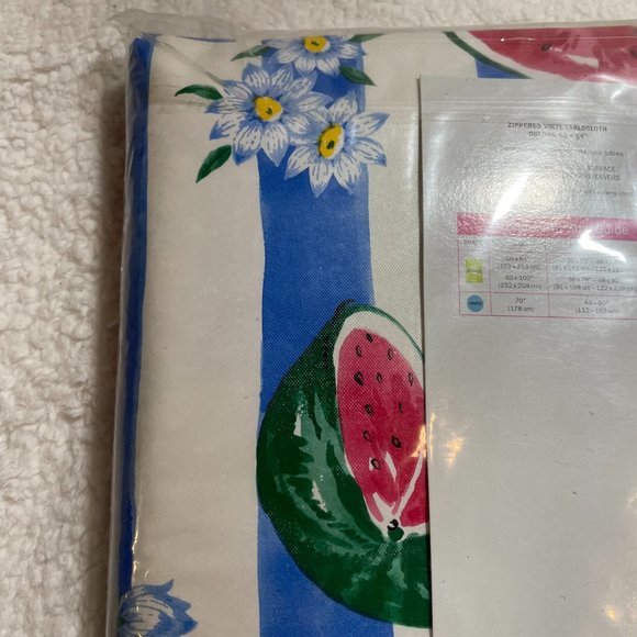 Linens n Things Zippered Vinyl Reusable Tablecloth Oblong 60x84” Watermelon - Picture 4 of 6